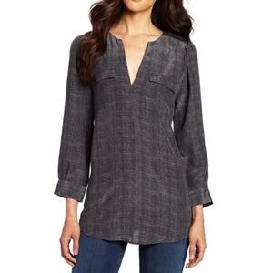 Joie 100% Silk Marlo Gray Printed Popover Blouse Size Woman's XS